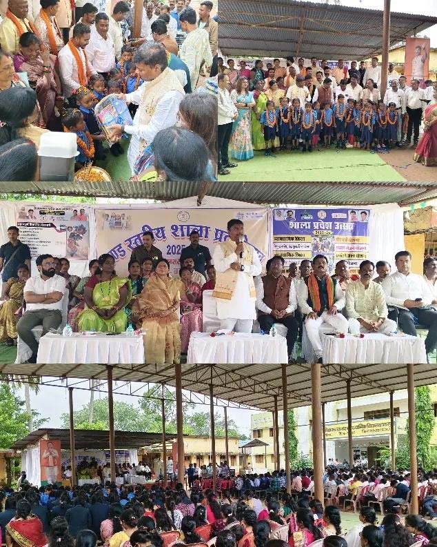 रायपुर : शाला प्रवेशोत्सव में शामिल हुए वन मंत्री केदार कश्यप