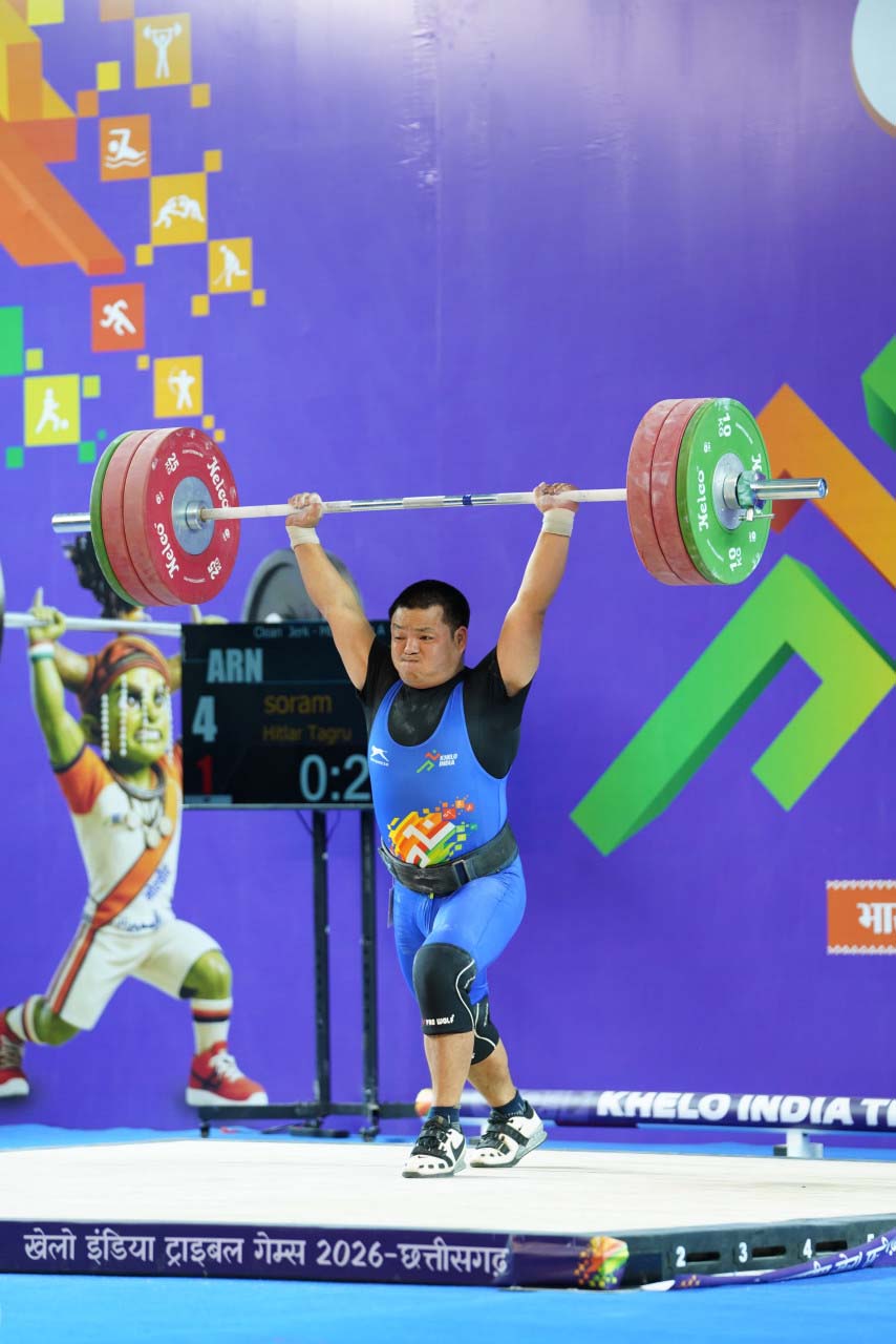 रायपुर : खेलो इंडिया ट्राइबल गेम्स 2026 : भारत्तोलन पुरुष 88 किग्रा वर्ग में अरुणाचल के रुबा ताडु बने चैंपियन