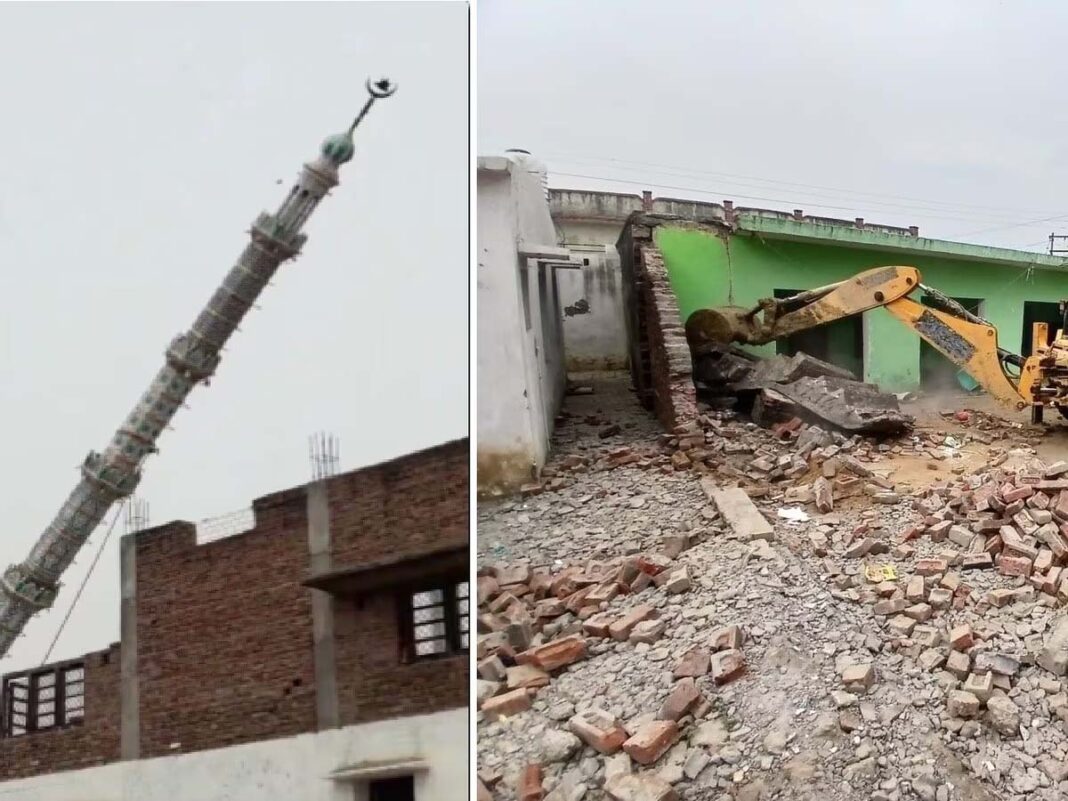 उत्तर प्रदेश: संभल में 35 फीट ऊंची मीनार ढहाई गई, DM-SP के सामने मस्जिद पर चला बुलडोजर, मौके पर भारी पुलिस फोर्स तैनात, भीड़ को खदेड़ा