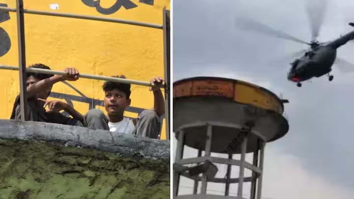उत्तर प्रदेश: 60 फीट ऊंची पानी की टंकी में फंसे 2 बच्चों का एयरफोर्स हेलिकॉप्टर से रेस्क्यू, रील बनाने 5 बच्चे ऊपर चढ़े थे; उतरते समय सीढ़ी टूटने से 3 नीचे गिरे, एक की मौत; 2 की हालत गंभीर