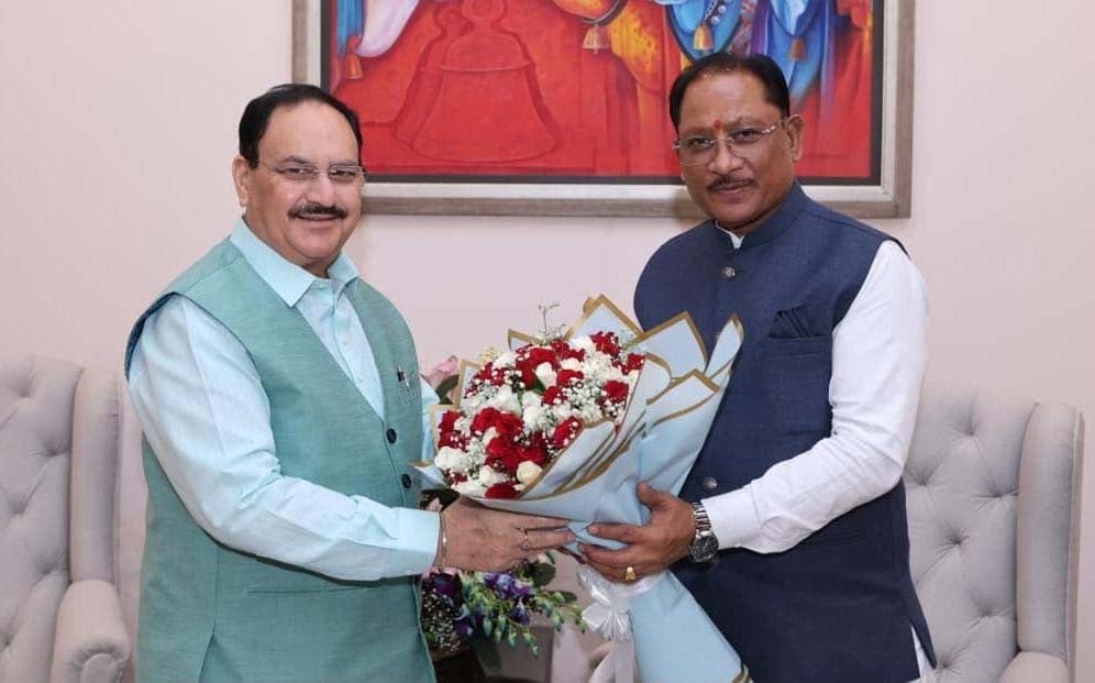 रायपुर : मुख्यमंत्री विष्णु देव साय ने केंद्रीय स्वास्थ्य मंत्री जे.पी. नड्डा से की सौजन्य भेंट