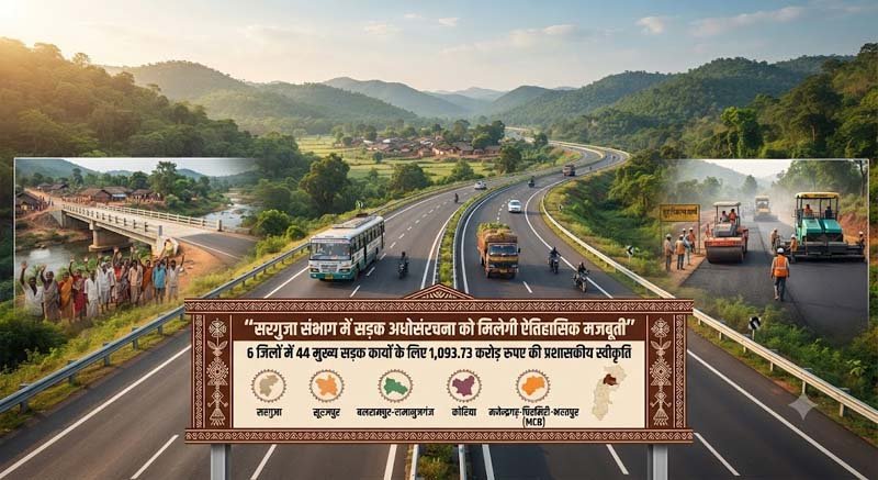 रायपुर : सरगुजा संभाग में सड़क अधोसंरचना को मिलेगी ऐतिहासिक मजबूती