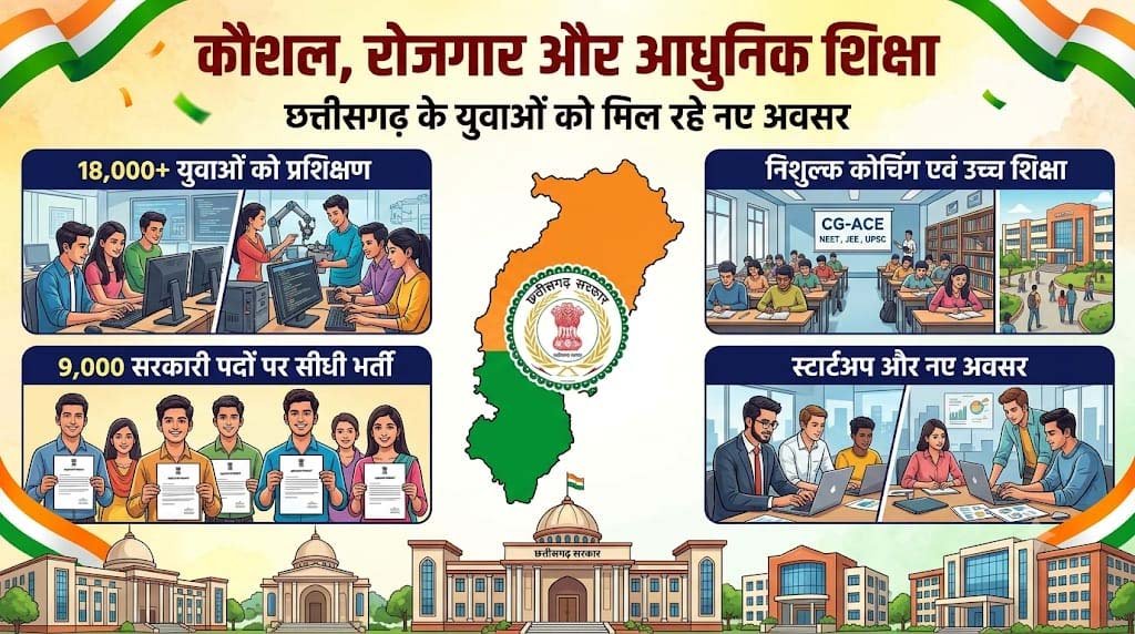 रायपुर : विशेष लेख : कौशल, रोजगार, स्टार्टअप और आधुनिक शिक्षा पर सरकार का जोर, 18 हजार से अधिक युवाओं को मिला प्रशिक्षण