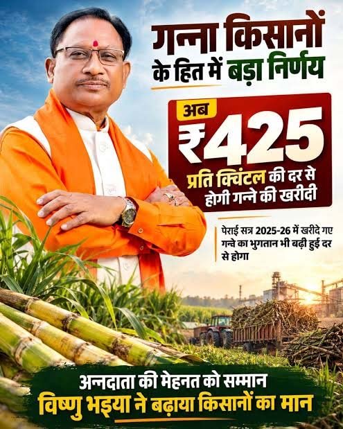 रायपुर : विशेष लेख : गन्ना मूल्य में छत्तीसगढ़ देश में नंबर वन